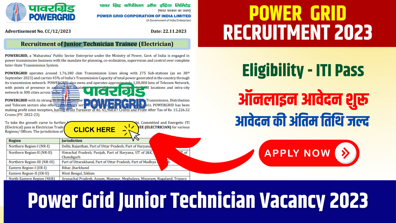 Power Grid Junior Technician Trainee Vacancy 2023