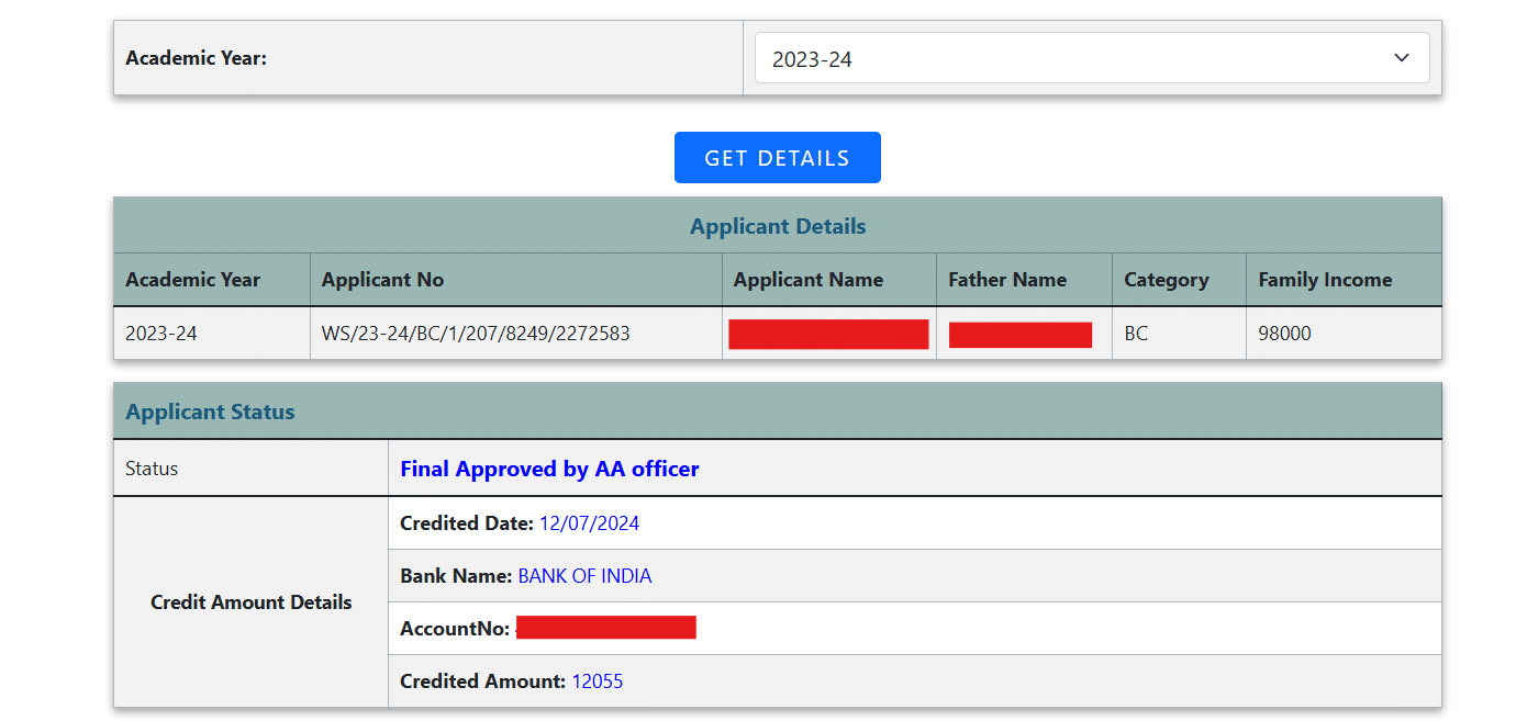 e Kalyan Scholarship Application Status